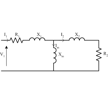 Single phase equivalent circuit at standstill